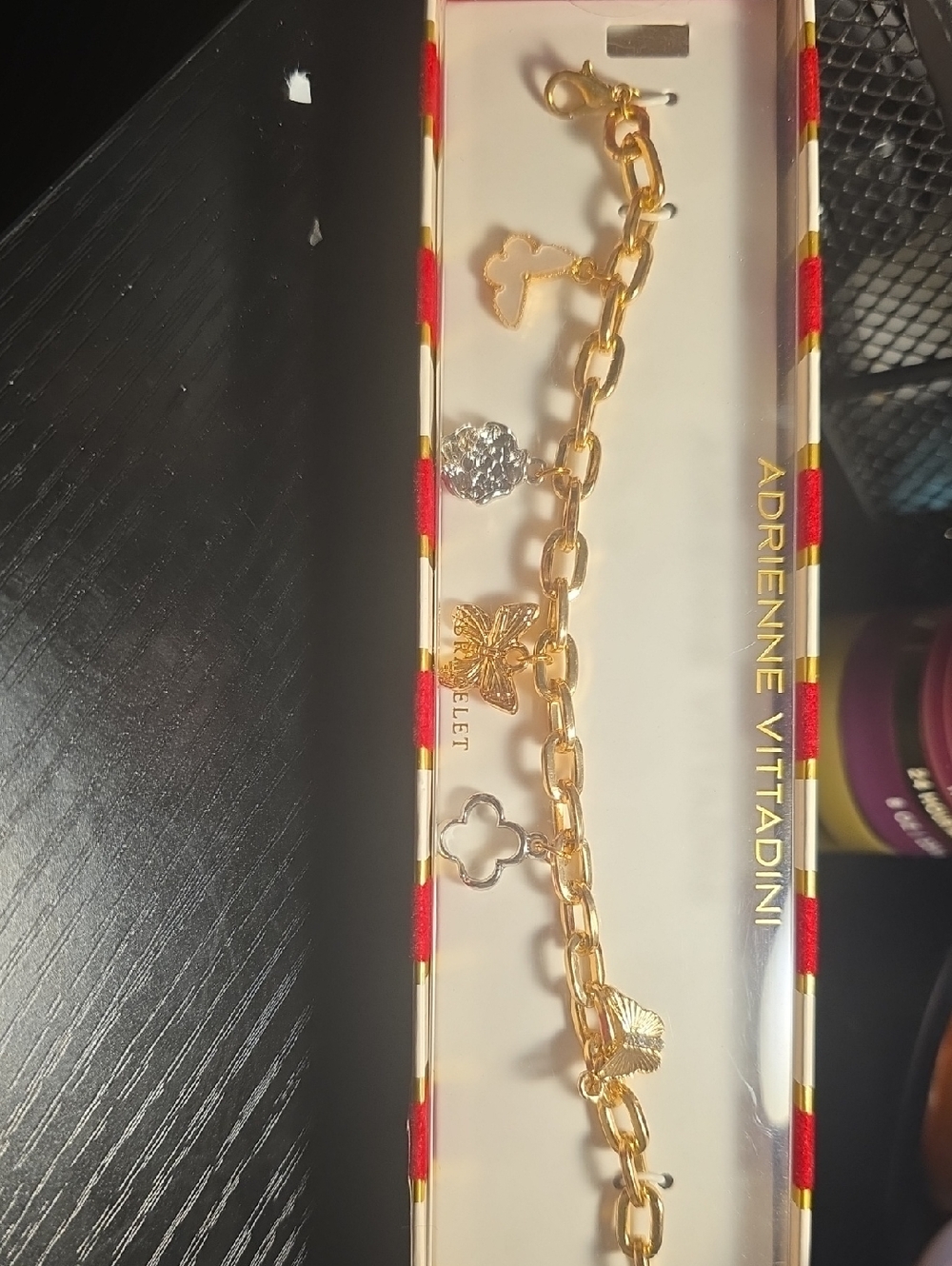 Adrienne Vittadini Gold-Tone Charm Bracelet with Mixed Charms
